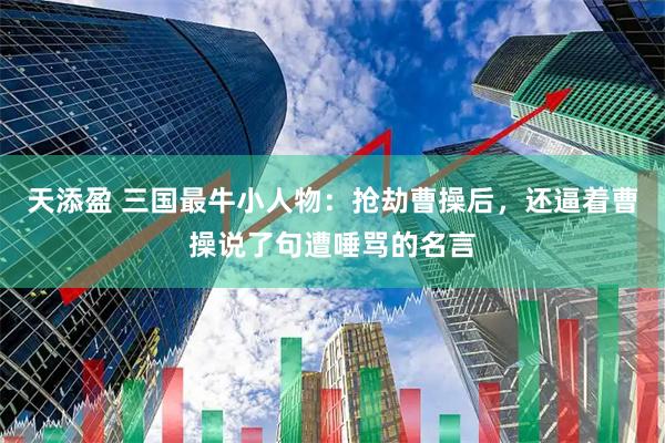 天添盈 三国最牛小人物：抢劫曹操后，还逼着曹操说了句遭唾骂的名言